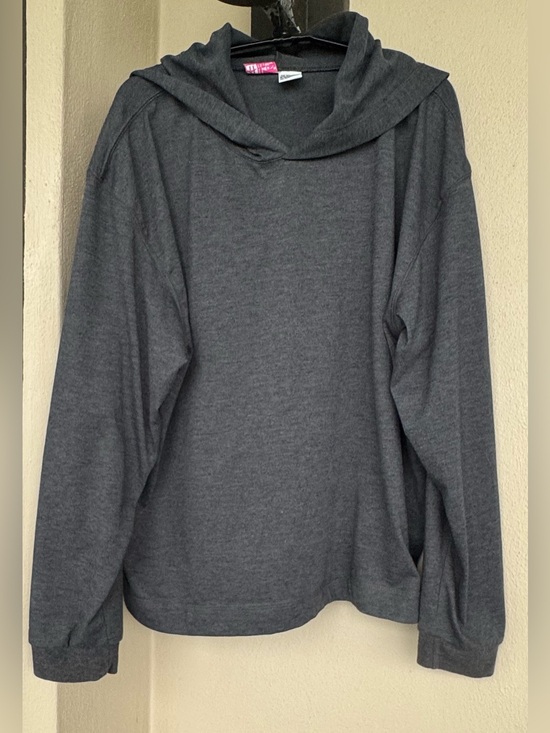 Hanes Tops - Hanes Her Way Heather Gray Long Sleeve Hoodie V-Neck Polyester/Cotton Stretch OS